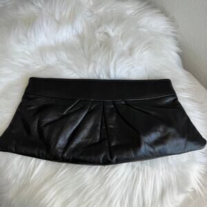 Lauren Merkin Louise Black Leather Clutch- Evening, Party